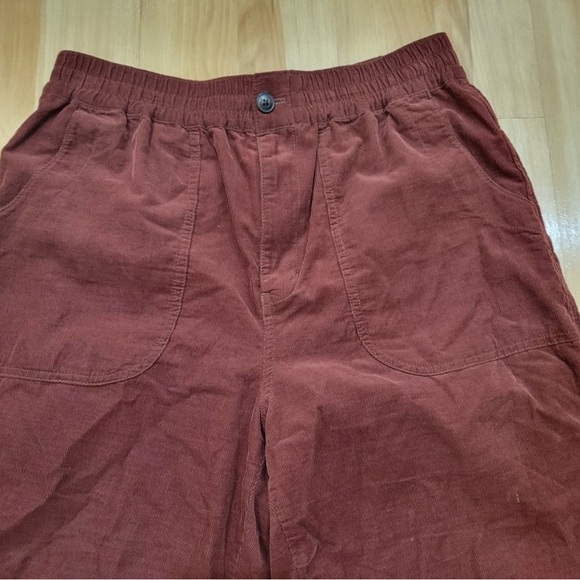 Madewell Tapered Huston Pull-On Crop Pants in Corduroy Size Medium Burgundy - Picture 4 of 8